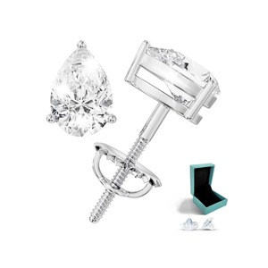 2 Carat Pear Moissanite <b>Stud</b> Dangle <b>Earrings</b> 0.5ct-3ct D Color VVS1 Clarity 18K Gold Plated Sterling Silver Luxury Modern - Product Image 2
