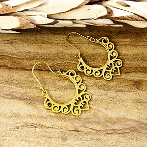 Nuevos Pendientes de Aro Boho de Filigrana de Moda, Pendientes de Aro Tribales de Latón para Mujer, Pendientes de Aro con Espiral Chapados en Oro de 18k, Venta al por Mayor OEM ODM - Product Image 3