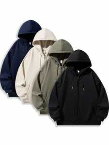 Sweat à capuche personnalisé de haute qualité, 400 GSM, coupe classique, avec poche, imperméable, 100% coton, streetwear d'hiver pour homme - Product Image 3