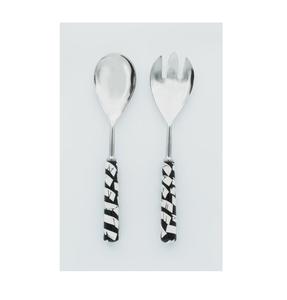 Paire de cuillères à salade en métal argenté robustes et durables, avec forme ergonomique, pour une utilisation quotidienne en cuisine et pour l'organisation d'événements spéciaux - Product Image 4