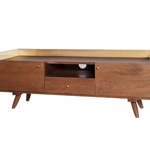 Teak wood cabinet with two <b>cupboards</b> and one drawer for the living room or bedroom to store modern design items - Product Image 4