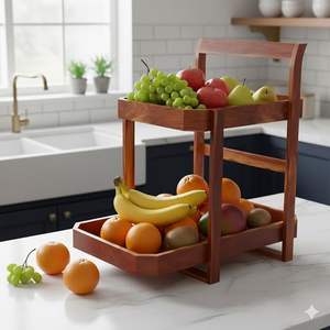 Cesta de madera hecha a mano para decoración del hogar, cesta de madera rústica para guardar leña, cesta de madera para frutas para la encimera de la cocina. - Product Image 4