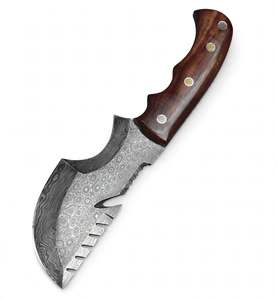 Cuchillo Artesanal de Acero de Damasco con Hoja Fija y Mango de Madera de Nogal – Herramienta Utilitaria Personalizada - Product Image 2
