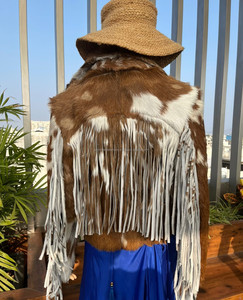 Último diseño 2025, chaqueta de cuero de vaca a la moda para mujer, chaqueta de motorista con cuello vuelto de alta calidad - Product Image 4