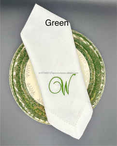 Servilletas de cóctel con monograma bordado 6 12 pulgadas blanco Hemstitch Lino/algodón usted elige cantidad de hilo de letras para uso doméstico - Product Image 1