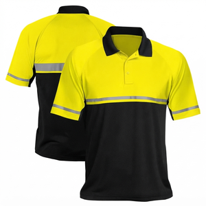 Hi-vis Fluorescent Polyester Short Sleeve Construction Safety Unisex Working <b>Polo</b> Shirts Reflective Tape Workwear - Product Image 4