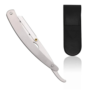 Barber Razor Top High Quality Disposable Professional Stainless Steel Barber Shaving Razor Straight <b>Edge</b> <b>Black</b> Matte Finish - Product Image 1