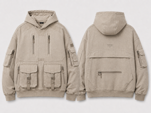 Sweat à capuche oversize unisexe en molleton doux de coton et polyester 400+ GSM, avec poches à rabat et fermetures éclair, style streetwear hiver - Product Image 2