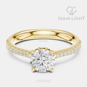 Bague de mariage ronde 0,90 carat, bijoux fins, certifiée IGI, or blanc 14 carats, diamant de laboratoire, bague de fiançailles et d'anniversaire - Product Image 3
