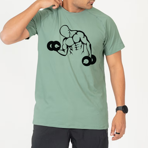 เสื้อยืดแขนสั้นผู้ชายทรงปกติ แห้งเร็ว เป็นมิตรกับสิ่งแวดล้อม ระบายอากาศได้ดี พิมพ์ลายด้วยความร้อน โลโก้ด้านหน้า สปอร์ต คอกลม ผ้าถัก - Product Image 1