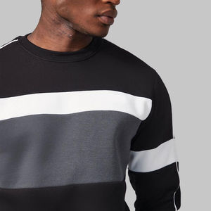 Ensemble de survêtement en coton noir pour homme, col rond, manches longues, couleur unie, style décontracté, coupe régulière, taille élastique, style automne - Product Image 6