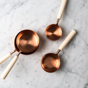 Traditional Pure <b>Copper</b> Measuring Cup Set Wooden <b>Handle</b> for Home Kitchen Baking Accessories Wholesale Export India - Product Image 4