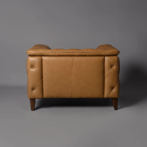 Sofá Chesterfield de Cuero Moderno de una Plaza, Color Marrón, con Mechones, Ecológico, para Exteriores, Hogar, Oficina, Hotel, Sillón - Product Image 3
