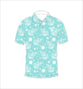 Polo pour homme à imprimé floral vert menthe, décontracté, à manches courtes, pour l'été, T-shirt de golf tendance - Product Image 1
