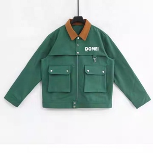 Chaqueta de lona con bolsillos en contraste Fabricación personalizada Chaqueta de lona de algodón 100% de alta calidad Bolsillos Chaquetas de trabajo para hombre - Product Image 1