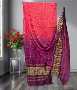 Dupatta Bandhani Rajasthani Hecha a Mano con Diseño Étnico Tradicional Tie Dye - Product Image 1