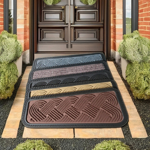 Paillasson d'extérieur Jucor Art Déco floral texturé vertical en PP gaufré - Product Image 1