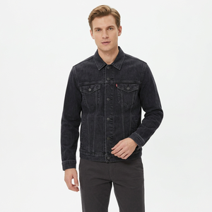Veste en jean délavé foncé pour homme, grande taille, col rabattu, boutonnée, style vintage décontracté, poches, finition Bangladesh - Product Image 3