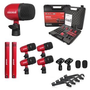 Kit de Micrófonos de Batería de 5 Núcleos, 7 Piezas, Micrófonos de Batería Totalmente Metálicos, Tom/Snare y Platillos, Juego de Micrófonos con Cable para Instrumentos de Percusión - Product Image 1