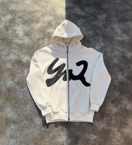 Sweat à capuche unisexe personnalisé 100% coton lourd avec fermeture éclair, impression en relief, toutes tailles avec étiquettes personnalisées et motif uni - Product Image 1