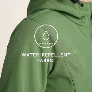 Chaqueta Larga con Capucha Verde para Mujer, Chaqueta Impermeable de Poliéster Acolchada de Manga Larga, Chaqueta Softshell Larga para Otoño - Product Image 6