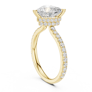 Anillo de Compromiso Solitario con Diamante Cultivado en Laboratorio, Corte Corazón, Oro Amarillo, con Banda de Diamantes Pavé para Mujer - Product Image 5