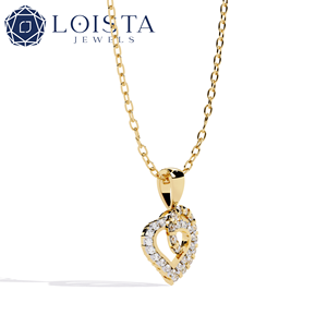 สร้อยคอจี้เพชรรูปหัวใจ Loista เครื่องประดับชุบโรเดียมสีเงินโรแมนติกของผู้หญิงสวมใส่ได้ทุกวัน - Product Image 3