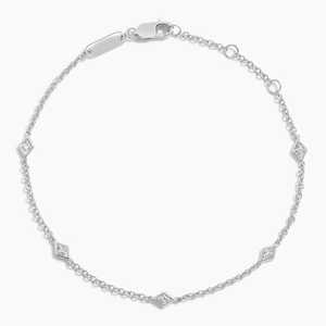 Pulsera de Lujo para Mujer, Oro Blanco Sólido de 14K, Chapada en Rodio, con Diamante Cultivado en Laboratorio de 0.04 Ct, Corte Brillante, Certificado IGI - Product Image 2