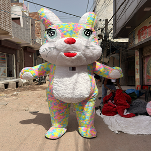 Disfraz de Mascota de Conejo Arcoíris de Fantasía, Traje de Peluche de Cuerpo Completo para Carnavales, Promociones y Parques Temáticos - Product Image 3