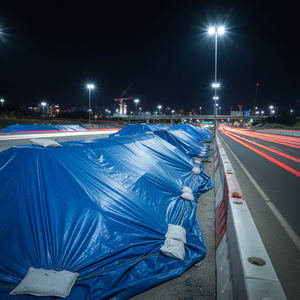 Lona Impermeable de PE/PVC Reforzada Premium para Construcción de Carreteras, para Constructores, Contratistas y Uso Industrial, Exportación - Product Image 6