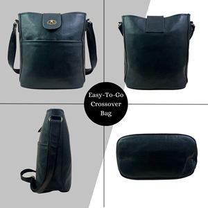 Sac bandoulière noir en cuir véritable fait main pour femmes |   Sac à main décontracté à porter à l'épaule et en bandoulière - Product Image 2