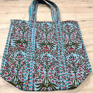Sac fourre-tout matelassé en coton imprimé floral, le plus vendu, en coton doux, pour les acheteurs en gros à l'exportation, sac de transport réutilisable en tissu - Product Image 1