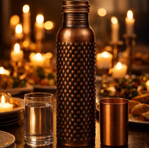 Ensemble de bouteilles d'eau écologiques en cuivre pur avec verres, conception sans joint anti-fuite pour l'hydratation en salle de sport et en sport - Product Image 5