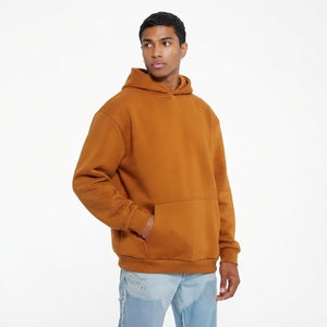 Men's Oversized Hooded Sweatshirt Solid Color Cotton Fleece Pullover Front Pocket Casual Streetwear Heavyweight Baggy Hoodie <b>boy</b> - Product Image 6