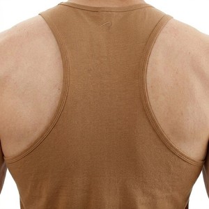 Camiseta sin mangas marrón para hombre, mezcla de algodón, chaleco de gimnasio, suave, informal, para fitness, transpirable, uso diario, OEM personalizado - Product Image 3