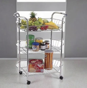OEM/ODM Vietnam Kitchen 3 Tier Oval Metal Storage Trolley Cart with Wheels Fruit Vegetable Organizer <b>Rack</b> Stand - Product Image 2