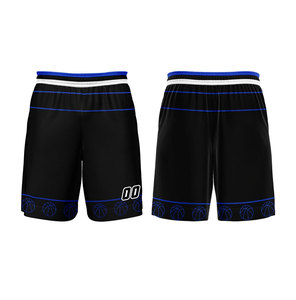 Custom Sublimated Basketball Uniform Set Blue Black Mesh Jersey Shorts Unisex Adult V-<b>Neck</b> Sleeveless Team Name Number - Product Image 3