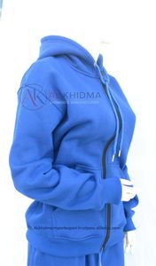 Sweat à capuche décontracté respirant en molleton athlétique bleu roi pour femme, vêtements de sport performants, logo personnalisé, fournisseur en gros de vêtements - Product Image 3