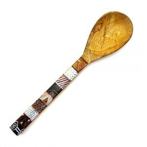 Cuchara de madera artesanal de mango con diseño de empuñadura esmaltada, utensilios de servir con colección de arte esmaltado impreso - Product Image 1