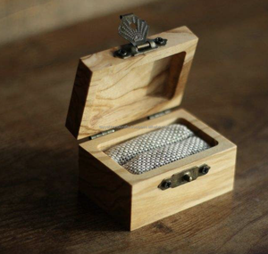 Boîte de rangement pour bijoux miniature, forme ronde, en bois, vide, pour mariage, en provenance d'Inde, en promotion. - Product Image 4