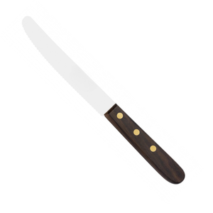 Cuchillos Clásicos para Carne con Mango de Madera Oscura, Hoja de Acero Dentada con Punta Redondeada y Remaches de Latón para Restaurantes y Corte de Carne - Product Image 3