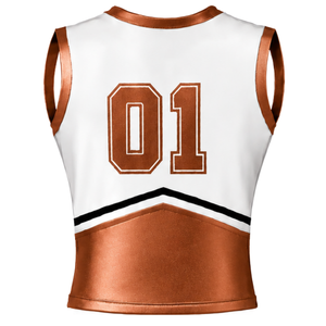 Ensemble d'uniforme de cheerleading en cuivre, haut sans manches à col en V, jupe plissée, tenue de danse pour équipe sportive, vêtements de sport pour compétition - Product Image 4