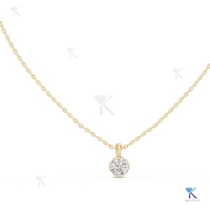 Collar con Colgante de Diamante Cultivado en Laboratorio de 1.00 CT, Oro Sólido de 14K/18K, Certificado IGI, para Bodas y Fiestas, Corte Clásico en Forma de Cesta para Mujer - Product Image 3