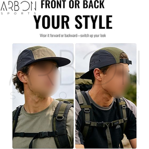 Casquettes 5 panneaux de style Techwear multicolores, légères, en nylon de bonne qualité, pour le sport en plein air, la course à pied et la randonnée, avec sangle réglable. - Product Image 4