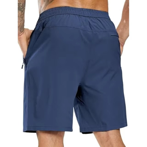 Men's Solid Navy Blue Bermuda <b>Shorts</b> Mid Waist Elastic Drawstring Quick Dry With Zip Pockets Casual Fitness <b>Shorts</b> - Product Image 2