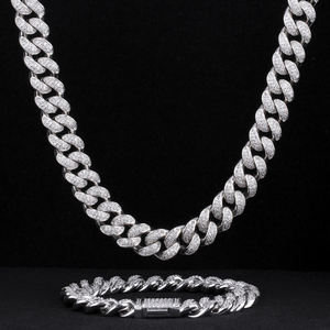 Conjunto de Cadena Cubana Dorada y Pulsera de Cadena Cubana de Acero Inoxidable Estilo Hip Hop - Product Image 2