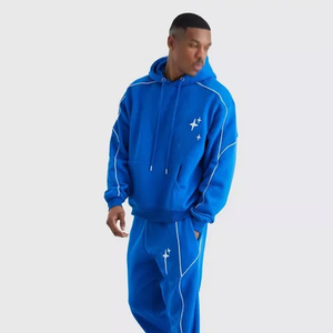 Conjunto Deportivo Personalizado para Hombre, Sudadera de Algodón con Pantalones Apilados y Forro Blanco, Logotipo Serigrafiado, para la Temporada de Invierno - Product Image 1