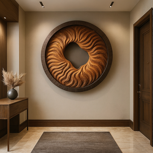 งานแกะสลักไม้ติดผนัง ศิลปะตกแต่งผนังแบบอาร์ตเดโค เป็นมิตรกับสิ่งแวดล้อม ของตกแต่งบ้านสำหรับพิธีขึ้นบ้านใหม่ ตกแต่งห้องนั่งเล่น ตกแต่งบ้านพักตากอากาศ - Product Image 3