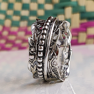 Flower <b>Spinner</b> <b>Ring</b> Floral Fidget <b>Ring</b> Handmade Anxiety Relief <b>Ring</b> Boho Statement Jewelry Meditation <b>Spinner</b> <b>Ring</b> Gift for Her - Product Image 3