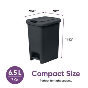 Cestino per Rifiuti con Apertura Doppia da 6,5L, Design Sottile, Finitura Opaca Liscia, Plastica Nera Resistente (24x18x29,2 cm) - per Organizzazione Cucina - Product Image 3